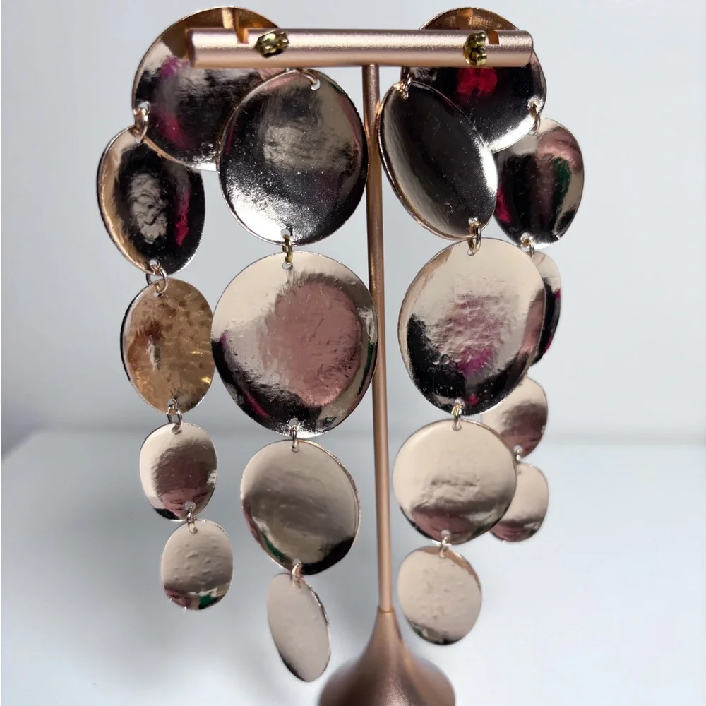 8 Other Reasons Revolve Gold Hammered Metal Statement Post Drop Earrings New